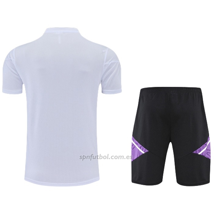 Chandal del Real Madrid Manga Corta 2022-2023 Blanco y Purpura - Pantalon Corto